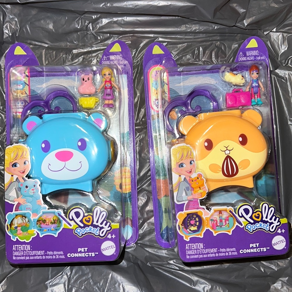 NIB Polly Pocket- 2c Pet Connects dolls
